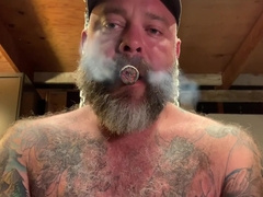 Stepdaddy Kurt Is Smoking & Stroking In The Garage Sling