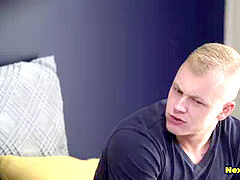 bankrupt hetero guy has to deepthroat his step brother's cock