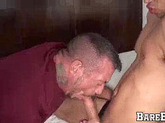 Jock drills hairy bodybuilder hunk in rear end style bareback