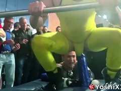 Axel endures while Yoshi Kawasaki uses massive dildos to fuck him in front of