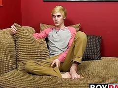 Cooper Steels glides a toy into his bum