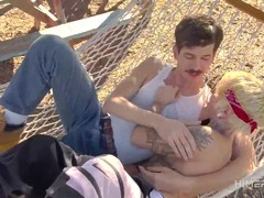Hot outdoor action with deepthroat, handjobs, and anal pounding
