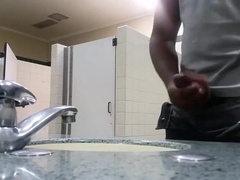 Black perv caught jerking in restroom 6