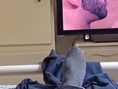 Mature woman gives satisfying handjob to uncut cocks