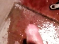 I masturbate in the shower pulling my hot fat cock