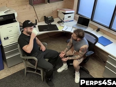 Perp Keith Foxxx devours the muscled officer and his hairy stepdads huge dicks 2