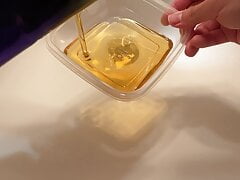 Injecting motor oil into bladder and cum it out