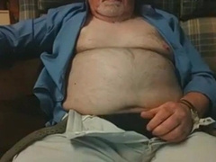 Hairy Grandpa Bear Strokes His Big Cock