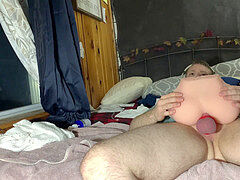 Gay stroking, solo male, playthings