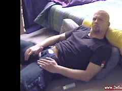 beefy straight teddy pleasures himself in bedroom