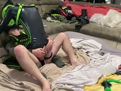 Inexperienced, suck off, harness