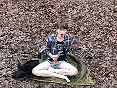 Camping with Daddy Outdoor &#x2F;daddy Filmed me & CUM AS VULCANO &#x2F; Cute Boy