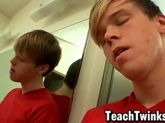 Super-Cute youthful dude takes hold of his ginormous clean-shaven pulverize stick and milks