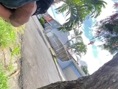 Public urinating in slow movement