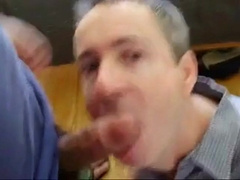 Amateur Takes On Two in a Group Blowjob