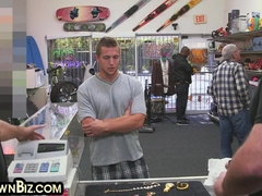 Cockblowing homosexual pawn dude 3way pounded in pawn supermarket office