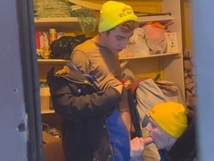 Stepson and friend get busy while the stepdad is out getting firewood