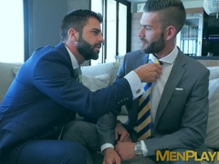 Suited Hector De Silva flips sexy Axel Max over and fucks him deep