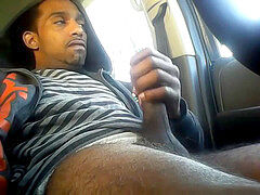Str8 stroke big black cock in car ll