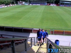 Soccer twinks ass fuck in the locker room after the game