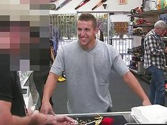 Even this muscled hunk submits to crooked pawn shop employees