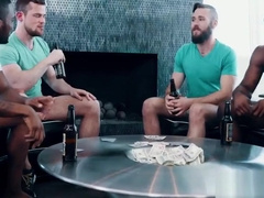 Strip poker turns into bbc gay interracial orgy