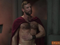 Watch this muscle-bound hunk take a hot load in his mouth and take it all over his face