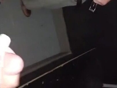 Mutual Jerk Off in a Sex Shop Video Booth: Big Cum Shot