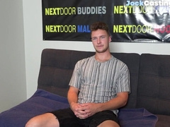 Casted jock amateur spunking in close up