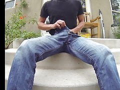 Pissing in a condom until it bursts inside my jeans
