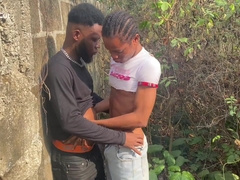 BIG BLACK COCK drills Youngster Femboy outdoors