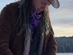 Milking off on a frozen lake - Vertical 60fps