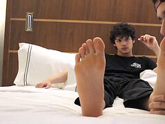 Foot sniffing, nasty, gay hunk