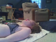 Nice sissy jerks off on her own face 2