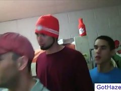 Group of dudes getting gay hazed