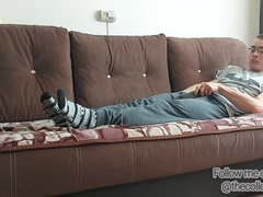 Nerdy College Man with Immense Chisel Wanking off instead of Testing