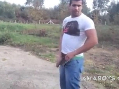 Playing with cock and jerks off outside- HOOOT 4