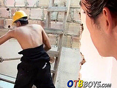 strung up latino twinks have assfuck fuckfest in construction site