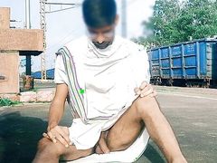 Nude at railway station platform flashing dick masterbating sexy daddy cumshot