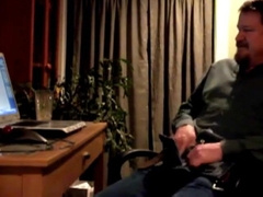 Bearded Daddy Strokes His Cock Solo