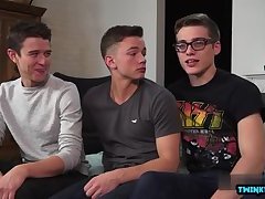 Hot twink threesome with cumshot