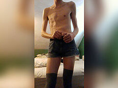 Tall lad frolicking with spear and showing tight ass