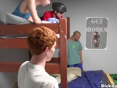 Ginger twink Cody Walker slobbers on Blake Savage, Billie Ramos, and every guy in their group