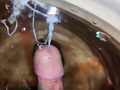 Sexy slim boy cums in water