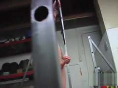 Straight Guy does gymnastics naked