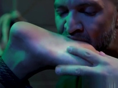 Ebony submissive edged during BDSM