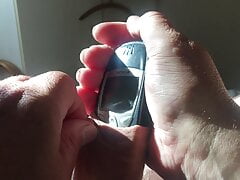 Sunday foreskin - stretching with mobile phone