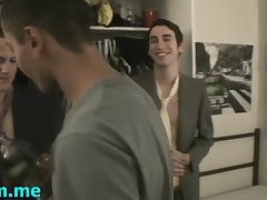 Sex-starved gay fellows bang asses of each other at a party