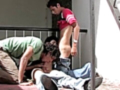 latin lads Outdoor moist Threesome