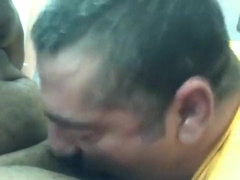 Sloppy engulfing on a large, hard, uncut dark knob